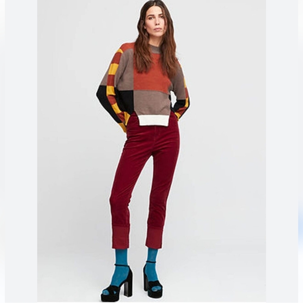 Aldo Martins Colorblock Crewneck Sweater in Rust, Taupe, Yellow & Black
